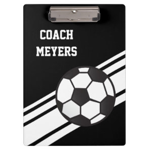 Black Soccer Coach Personalized Clipboard