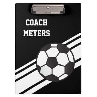 Black Soccer Coach Personalized Clipboard