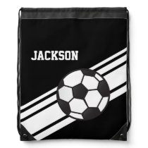 Black Soccer Stripes Drawstring Bag Black Soccer Stripes Drawstring Bag