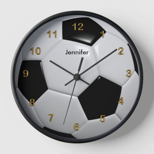 Black Soccerball Style Wall Clock