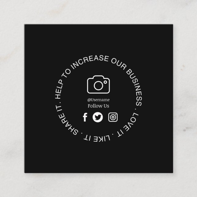 Black Social Media Follower Card | Custom Business (Front)