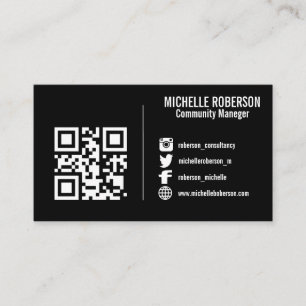 Black social media logo picture business Card
