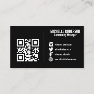 Black social media logo picture business Card