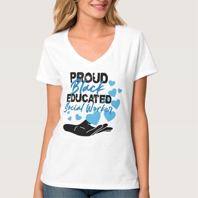 Black Social Worker Gift Mental Health Educated T-Shirt (Front)