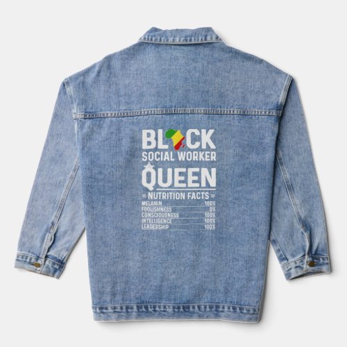 Black Social Worker Queen African American Social  Denim Jacket