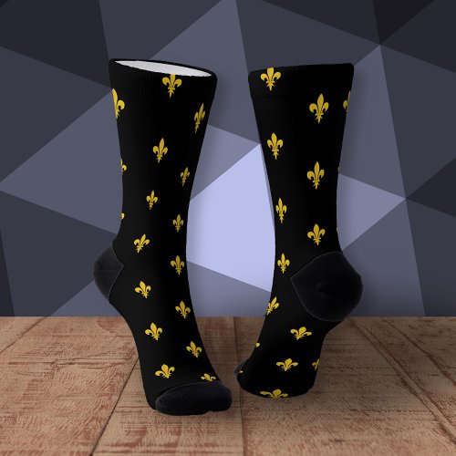 Black Socks with Gold Fleur de Lis