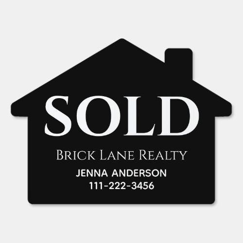 Black Sold Real Estate Contact Info Sign