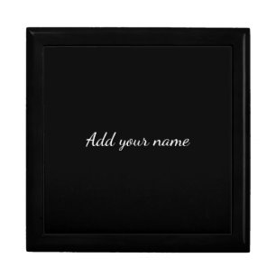 Black solid add name text message here gift box
