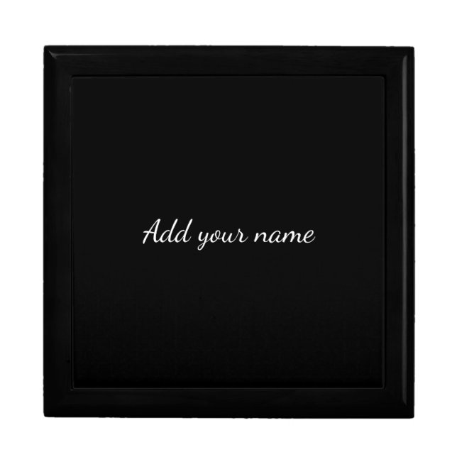 Black solid add name text message here gift box (Front)