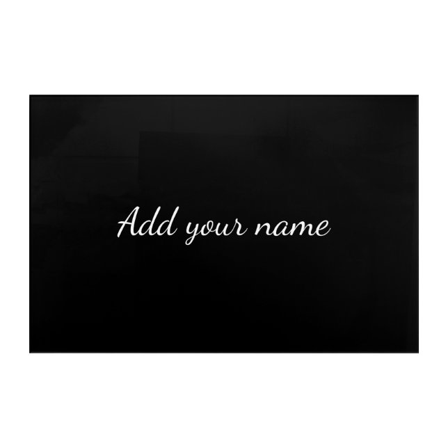 Black solid add name text message here throw pillo acrylic print (Front)