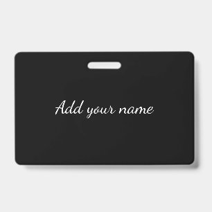 Black solid add name text message here throw pillo badge
