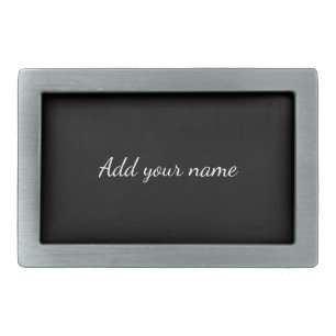 Black solid add name text message here throw pillo belt buckle