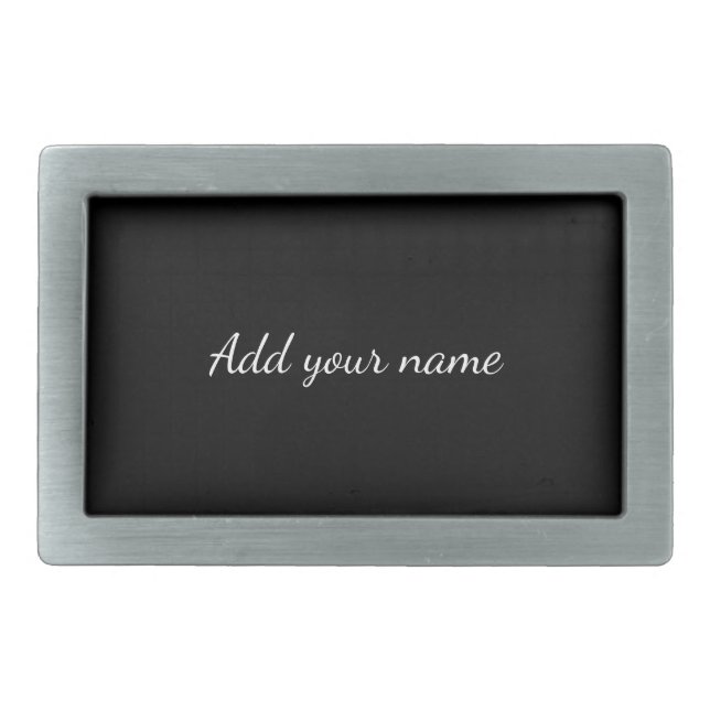 Black solid add name text message here throw pillo belt buckle (Front)