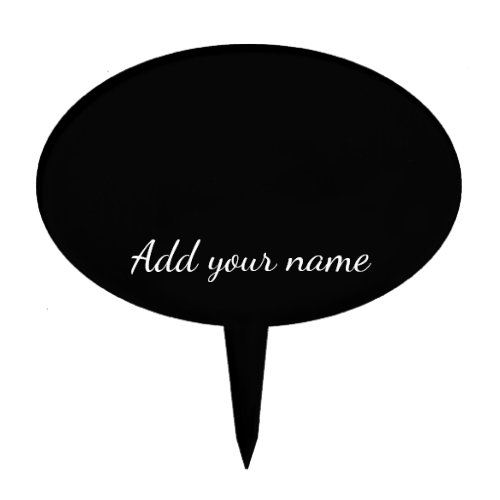 Black solid add name text message here throw pillo cake topper