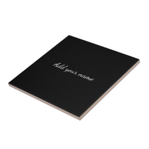 Black solid add name text message here throw pillo ceramic tile