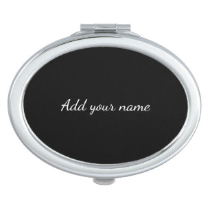 Black solid add name text message here throw pillo compact mirror
