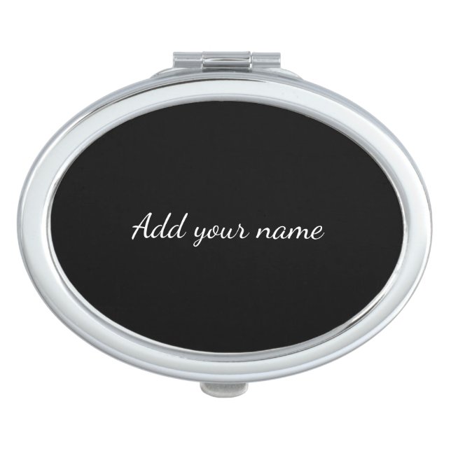 Black solid add name text message here throw pillo compact mirror (Front)
