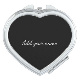 Black solid add name text message here throw pillo compact mirror
