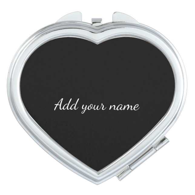 Black solid add name text message here throw pillo compact mirror (Front)