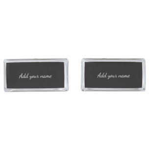Black solid add name text message here throw pillo cufflinks
