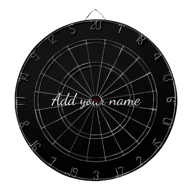Black solid add name text message here throw pillo dart board (Front)