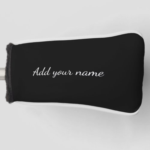 Black solid add name text message here throw pillo golf head cover