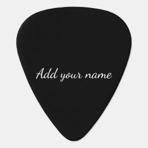Black solid add name text message here throw pillo guitar pick