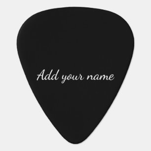 Black solid add name text message here throw pillo guitar pick
