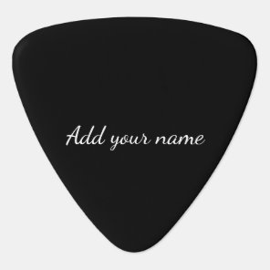 Black solid add name text message here throw pillo guitar pick