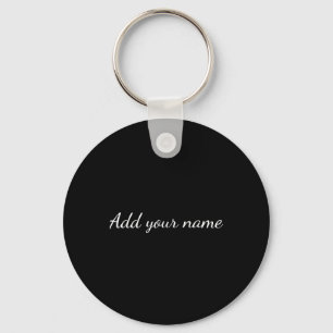 Black solid add name text message here throw pillo keychain