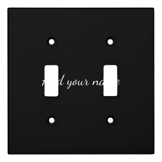 Black solid add name text message here throw pillo light switch cover (Front)
