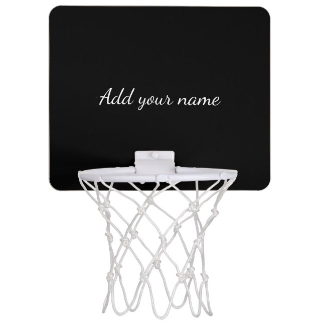 Black solid add name text message here throw pillo mini basketball hoop (Front)