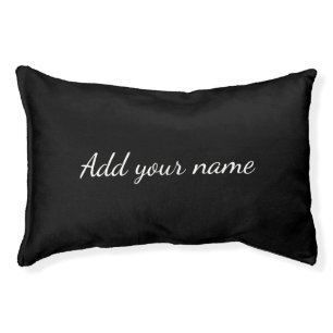 Black solid add name text message here throw pillo pet bed
