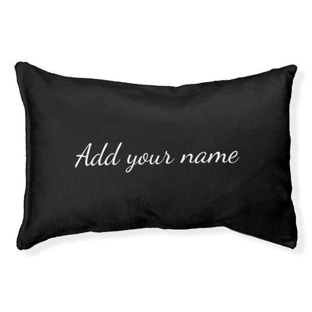 Black solid add name text message here throw pillo pet bed (Front)
