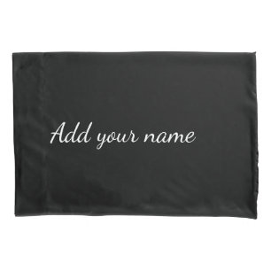 Black solid add name text message here throw pillo pillow case