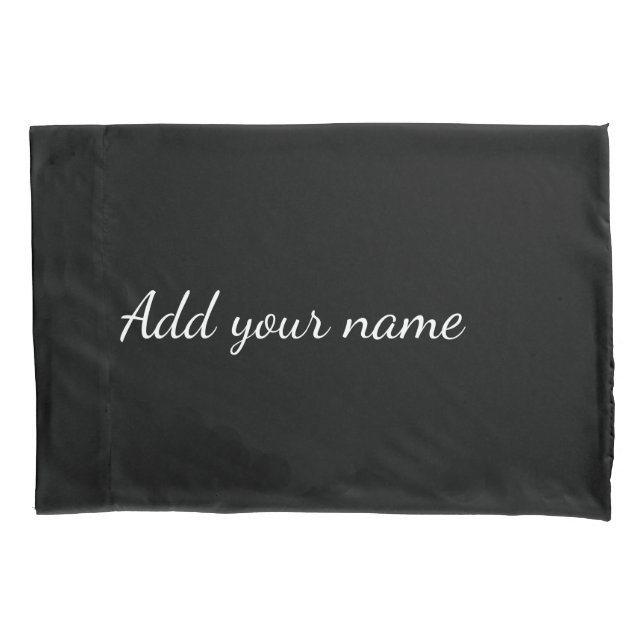 Black solid add name text message here throw pillo pillow case (Front)