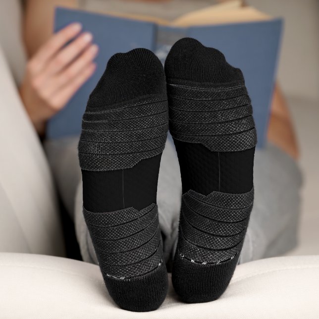 Black solid add name text message here throw pillo socks (Bottom)