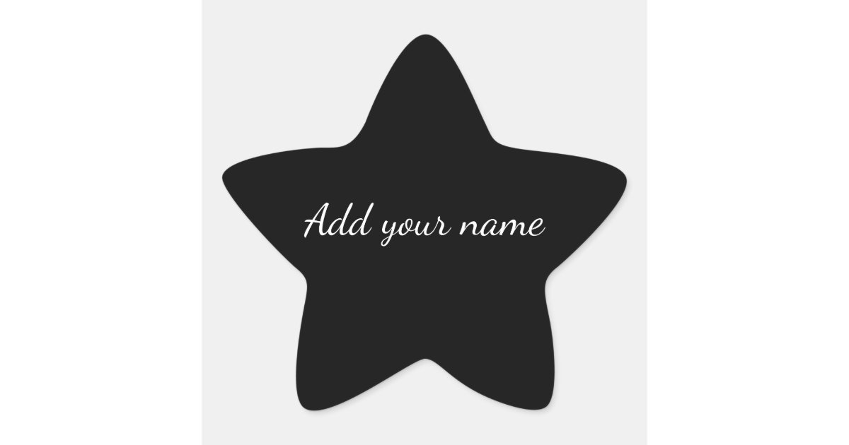 Pillo Names Black solid add name text message here throw pillo star sticker | Zazzle