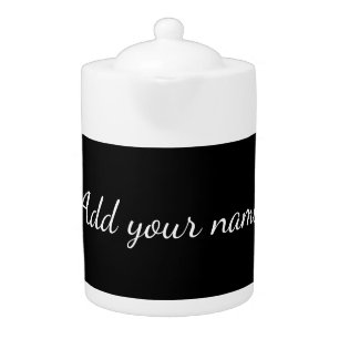 Black solid add name text message here throw pillo teapot