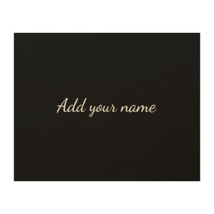 Black solid add name text message here throw pillo wood wall art