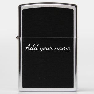 Black solid add name text message here throw pillo zippo lighter