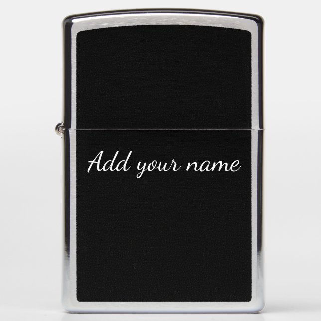 Black solid add name text message here throw pillo zippo lighter (Front)