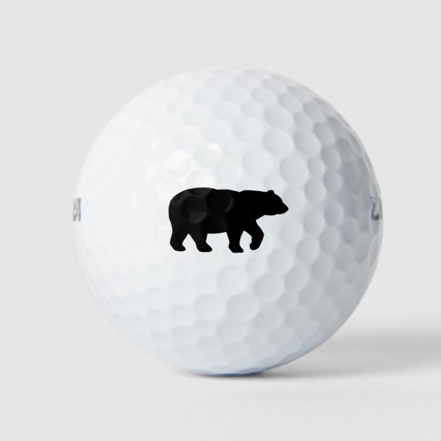 Black Solid Bear Golf Balls (Front)