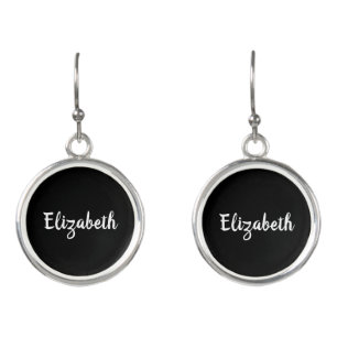 Black Solid Color Add Your Name Earrings