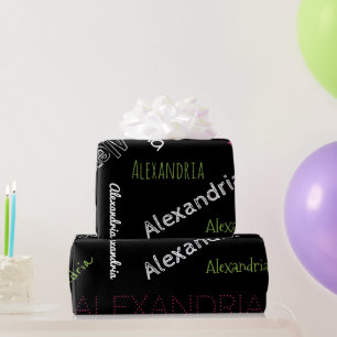 Black Solid Color Bright Green Pink White Custom Wrapping Paper