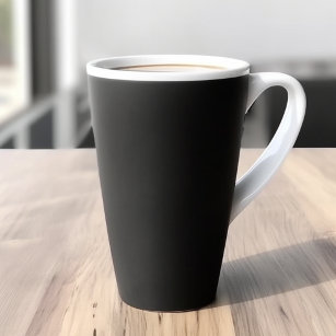 Black Solid Color Latte Mug