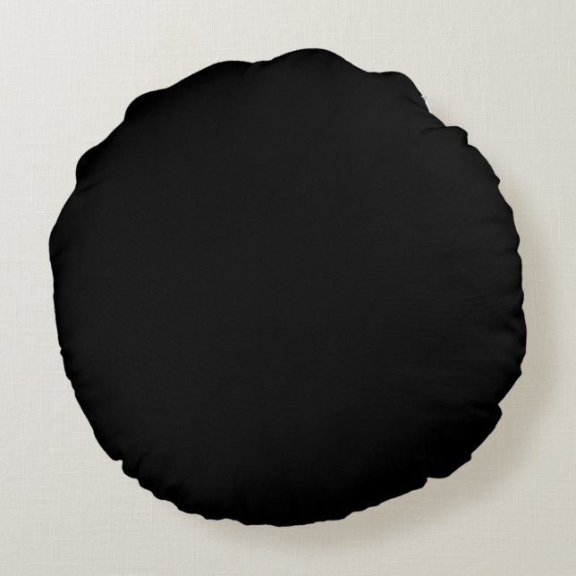 Black Solid Color Round Pillow (Back)