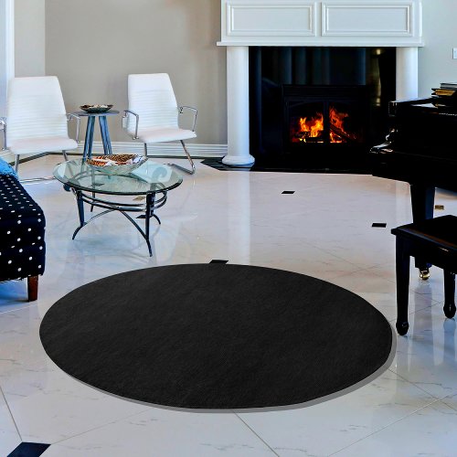 Black solid color simple minimal plain basic rug