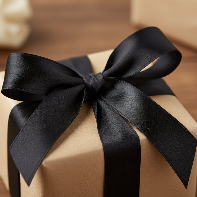 Black Solid Color Simple Minimalist Satin Ribbon (Black Solid Color Simple Minimalist Satin Ribbon)