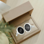 Black Solid Color Stylized Monogram Cufflinks<br><div class="desc">A pair of sterling silver plated, round cufflinks for the fashionable man that feature a solid, black background along with his name printed in white, upper case letters and superimposed with white, stylized initials. Personalize your cufflinks by editing and replacing name and initials as desired. A classy gift for birthdays,...</div>